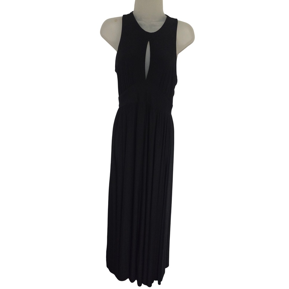Odylyne Black Keyhole Cutout Open Back Sleeveless Maxi Dress Small Made in USA